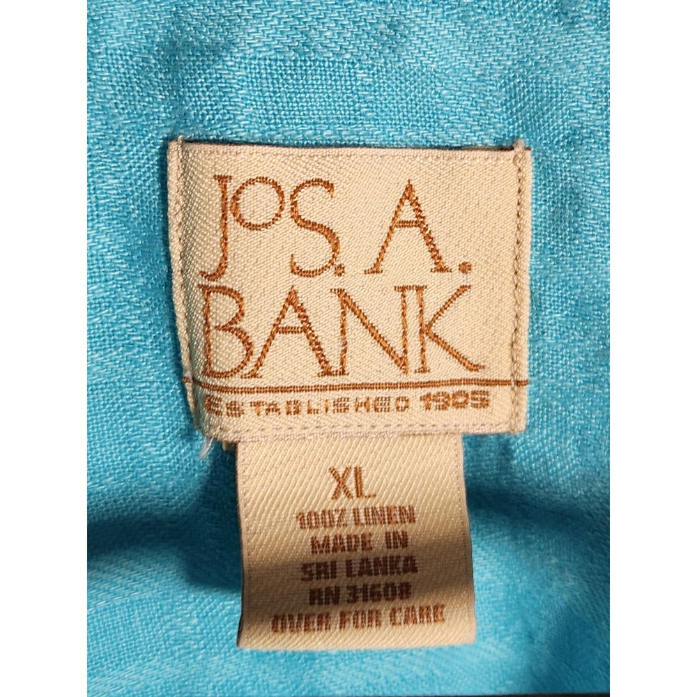 Jos. A. Bank Aqua Turquoise 100% Linen Long Sleeve Button Up Shirt Size XL - Picture 7 of 10
